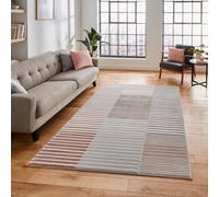 Grey Rose Striped Modern Rug Easy To Clean Dining Room-160Cm X 220Cm