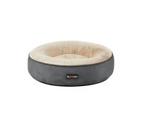 Grey Round Dog Bed with Washable Cover, Dark Grey