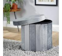 Round Storage Ottoman Footstool Home Source Grey One Size