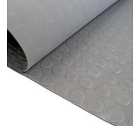Grey Rubber Flooring Matting Roll - 1M Wide - 2M Long - 3mm Thick - Non Slip Coin Pattern - Commercial Grade - Home Garage Shed