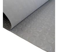 Grey Rubber Flooring Matting Roll - 1M Wide - 5M Long - 3mm Thick - Non Slip Coin Pattern - Commercial Grade - Home Garage Shed