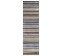 (GREY, Runner: 60 x 230 cm) Modern Multi Coloured 100% Wool Rugs Stripe Line Design Small Extra Large Hall Runner Rug Eco Friendly Handmade Mat