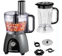 (Grey) Russell Hobbs Desire Electric Food Processor, Bowl with 1.5L usable capacity, 1.5L Plastic jug, Stainless steel blades, reversible slicin...