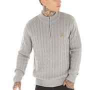 (Grey, S) BRAVE SOUL Mens Cable Knit Cardigan Jumper