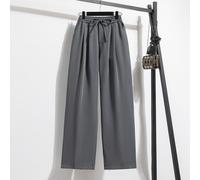 (grey, S) Dimanaf Spring Summer Plus Size Pants High Waist Women Basic Elastic Pants Loose Casual Trousers Wide Leg Pants
