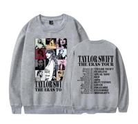 (Grey, S) Taylor Swift The Eras Tour Printed Unisex Sweatshirt Long Sleeve Crew Neck Loose Pullover Tops Fans Gifts For Men Women
