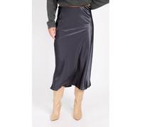 Grey Satin Midi Slip Skirt Little Mistress Black 16