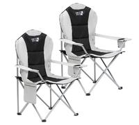 Get Fit Premium Foldable Thick Padded Camping Chair - Cup Holder, Carry Bag in Grey | Size: Double Get Fit Grey Double
