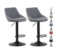 (GREY) Set of 2 Height Adjustable Kitchen Bar Stool Breakfast Chairs with Footrest Stanley