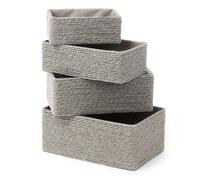 (Grey) Set of 4 Woven Hamper Storage Baskets