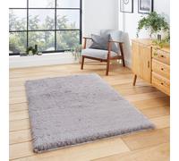 Think Rugs Super Teddy Grey Rectangle 120 x 170cm Polyester Plain Shaggy, Grey