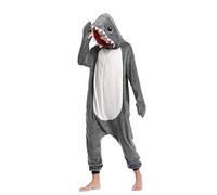 Grey Shark Adults Men Women Pyjamas Onesie Grey Cute Cartoon Animal Cosplay Sleep suit Costume (Large)