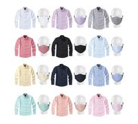 (Grey (Shirt Only), XL) Janeo British Apparel Mens English Oxford Shirt Button Down with Matching Face Mask.Casual Office Work Weekender.