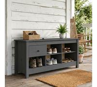 Grey Shoe Cabinet 110cm Solid Pine Wood Storage Rack Organiser 1 Drawer