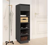 Grey Shoe Cabinet with 34x30x105 cm Solid Pine Wood Entryway SpaceSaving Small Shoe nizer Living Room Fur Low Profile Design.