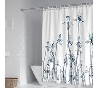 Grey Shower Curtain Extra Long, Bathroom Shower Curtains Polyester Plant Themed Flowers Pattern Beautiful Shower Curtain 60X72 Inch