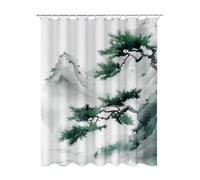 Grey Shower Curtain, Jungle Curtains with 12 Shower Curtain Hooks, Extra Long Bathroom Curtains Weighted Hem, Quick Drying Waterproof Polyester Fabric for Outdoor Garden Wet Room Bath 100x200 cm S-89