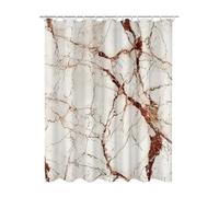 Grey Shower Curtain, Marble Curtains with 12 Shower Curtain Hooks, Extra Long Bathroom Curtains Weighted Hem, Quick Drying Waterproof Polyester Fabric for Outdoor Garden Wet Room Bath 200x180 cm E-24