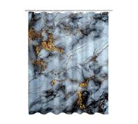 Grey Shower Curtain, Marble Curtains with 12 Shower Curtain Hooks, Extra Long Bathroom Curtains Weighted Hem, Quick Drying Waterproof Polyester Fabric for Outdoor Garden Wet Room Bath 200x200 cm S-53