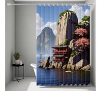 Grey Shower Curtain, Shower Curtains Mountain Bathroom Curtains with 12 Hooks, HD Printing Waterproof Bath Curtain Quick-Drying Washable for Wet Room, Bathroom Decor, Gifts 90 x 200 cm -ly2507258