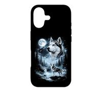 Grey Siberian Husky Howling to the Moon Retro 90's Dog Case for iPhone 17
