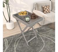 (Grey) Side Coffee Table Butlers Tray Style Foldable MDF