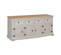 Grey Sideboard 4 Door 4 Drawer Large Painted Pine Solid Wooden Dresser