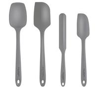 Grey Silicone Spatula Set - Non Stick High Heat Resistant Kitchen Utensils - 320C - Sturdy Steel Core - Spreader, Scraper, Spoonula Spatulas - 4 Piece Utensil Set - Gift Box and Bonus Recipe Ebook!