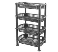 (Grey/Silver, 4 Tier) 3 or 4 Tier Food Fruit Veg Shelf Storage Bathroom Kitchen Caddy Rack Trolley Basket
