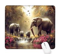 Grey Small Mouse Mat 10.24×8.27×0.12 in,2026 New Year Gaming Mousepad Elephant Mini Desk Pad with Non-Slip Base and Stitched Edge,for Wireless Mouse,Laptop,Office Home,Washable,Roll-up,Gift Men D-336