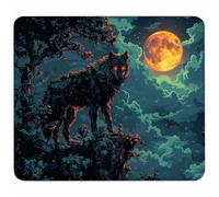 Grey Small Mouse Mat 250x200mm Gaming Mouse Pad Wolf, Non-Slip Rubber Base, Waterproof Surface, Stitched Edges Mousemat, Compatible with Laser and Optical Mice Wear-Resistant, Gifts for Men U-3383