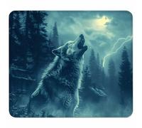 Grey Small Mouse Mat 250x200mm Gaming Mouse Pad Wolf, Non-Slip Rubber Base, Waterproof Surface, Stitched Edges Mousemat, Compatible with Laser and Optical Mice Wear-Resistant, Gifts for Men M-6409
