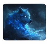 Grey Small Mouse Mat 250x200mm Gaming Mouse Pad Wolf, Non-Slip Rubber Base, Waterproof Surface, Stitched Edges Mousemat, Compatible with Laser and Optical Mice Wear-Resistant, Gifts for Men U-2486