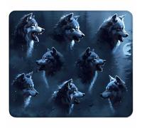Grey Small Mouse Mat 300x250mm Gaming Mouse Pad Wolf, Non-Slip Rubber Base, Waterproof Surface, Stitched Edges Mousemat, Compatible with Laser and Optical Mice Wear-Resistant, Gifts for Men 6-1349