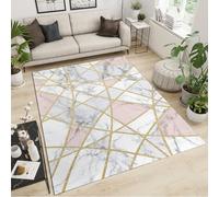 Grey Small Rug 60x90cm Front Door Rug Light Colored Marble Rug, Modern Geometry Grey Pink Carpet, Entryway Rug with Anti-Slip Doormat Stain Resistant Rug for Kitchen Bathroom Sink