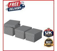 Grey Small Storage & Gift Box Set of 3 with Lid Geometric Design Cardboard