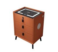 Grey Smart Bedside Table, With USB/Wireless Charging Port, Fingerprint Lock and Bluetooth Speaker, Nightstand with LED Light, Chest of Drawers for Living Room/Bedroom,003,3 drawers