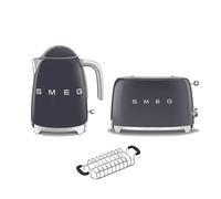 (Grey) Smeg KLF03 Kettle + TSF01 Toaster + TSBW01 Bun Warmer Bundle