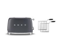 Smeg TSF01 2 Slice Toaster + TSSR01 2-Sandwich Racks Bundle - Grey