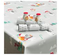 Grey Snowmen & Polar Bears Wipe Clean Christmas PVC Table Cloth Table Protector, Durable Waterproof Table Cloth Festive Christmas Table Decoration, Holiday Gatherings (Rectangle 140cm x 200cm)