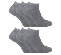 (Grey) SOCK SNOB - 6 Pack Ladies Cotton Low Cut Quarter Gym / Trainer Socks