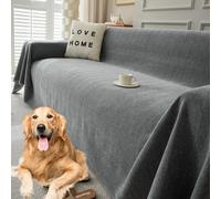 Grey Sofa Cover 1 2 3 4 Seater with Frins, Cat Scratch Resistant Couch Throw, Lar 230x420cm, All Seasons Fur Protector, Slish Home Decor
