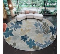 Grey Soft Print Round Rug 100 cm - Ragged Chic Gradient Leaf Pattern Washable Non Slip Circle Area Rugs for Bedroom, Non Shedding Low Pile Pet Friendly Carpet for Kids Room Bedside Office Dining Room
