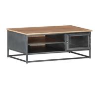 Grey Solid Acacia Wood Coffee Table Rustic Living Room Furniture 90x50cm
