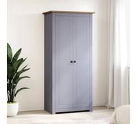 Grey Solid Pine Wardrobe 80 x 50 x 171.5 cm with Clothes Rail and Shelves for Bedroom, Children's Room, Hallway, Compact Storage and Modern Organiser System