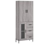 (grey sonoma, 1 glass door 3 drawers) vidaXL Highboard Sideboard Storage Cabinet Side Cabinet White Engineered Wood