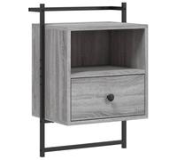 (grey sonoma, 1 pcs) vidaXL Bedside Cabinet Wall-mounted Nightstand Sonoma Oak Engineered Wood