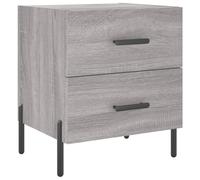 Bedside Cabinet Grey Sonoma 40x35x47.5cm Engineered Wood 2-Drawer Compact Matte.