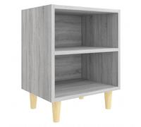 (grey sonoma, 1) vidaXL 1/2x Bed Cabinet with Solid Wood Legs 40x30x50 cm Stand Multi Colors