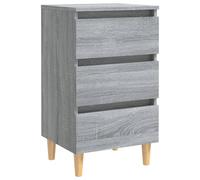 Vidaxl Bed Cabinet With Solid Wood Legs Grey Sonoma 40X35X69 Cm, Grey